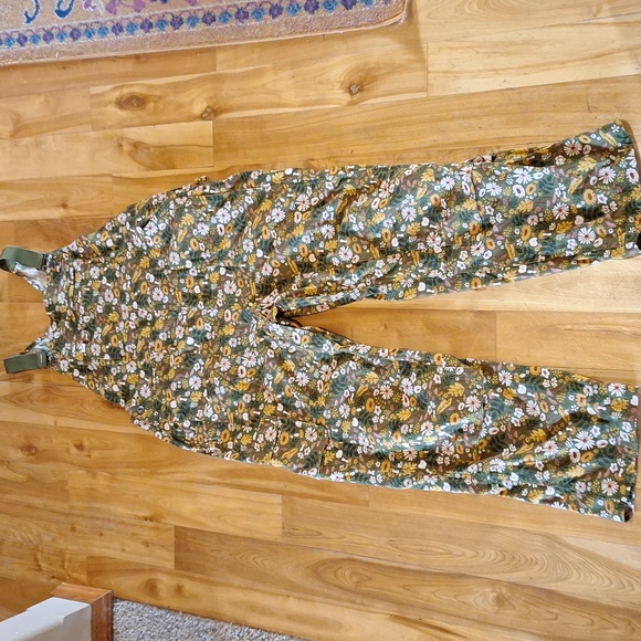 TALL Duluth Trading XL TALL Heirloom Overalls Rose Olive Fall Floral Fairycore - Picture 2 of 11